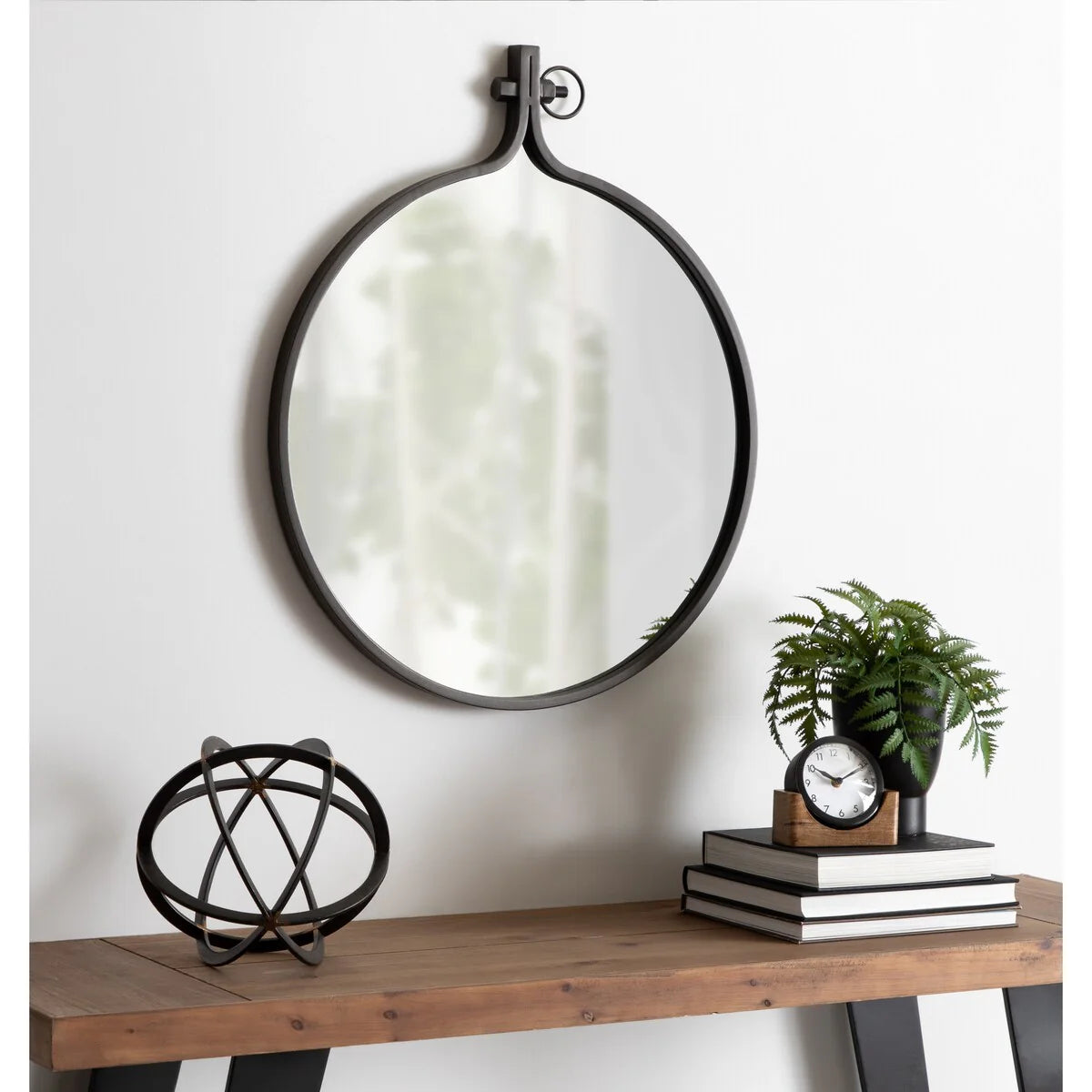 Modern Round Wall Mirror With Decorative Metal Frame