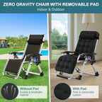 NAIZEA Zero Gravity Chair With Removable Cushion, Cup Holder, and Black Color
