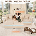 108 Inch U Shape Sectional Sofa With Removable Footstool
