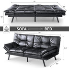 Convertible Futon Sofa Bed With Memory Foam, 71in