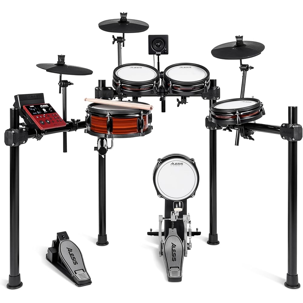 Alesis 8-Piece Electric Drum Set With Dual-Zone Mesh Pads, Bluetooth, USB MIDI, 70W Drum Amplifier - Nitro Pro