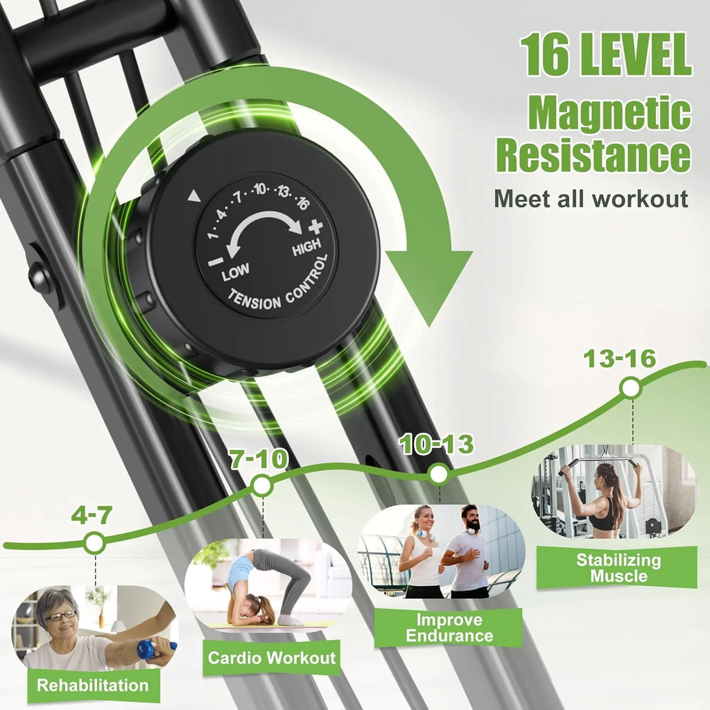 Caromix Folding Exercise Bike, 4 in 1, 16-Level Magnetic Resistance, 330LB Capacity