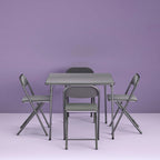 Cosco 5-Piece Folding Card Table Set, Black - Vinyl Seats - 37523BLK1W