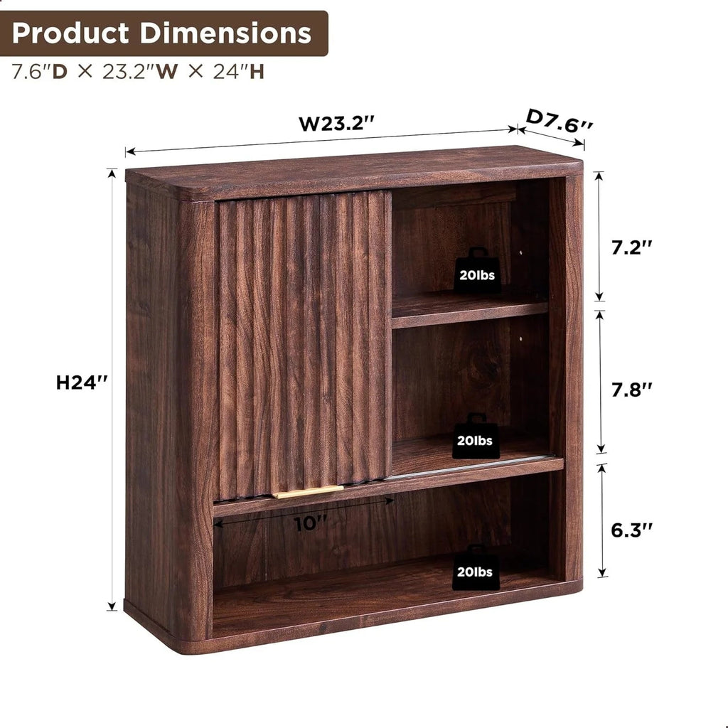Bathroom Wall Cabinet With Adjustable Shelf, 7.6 in D x 23.2 in W x 24 in H