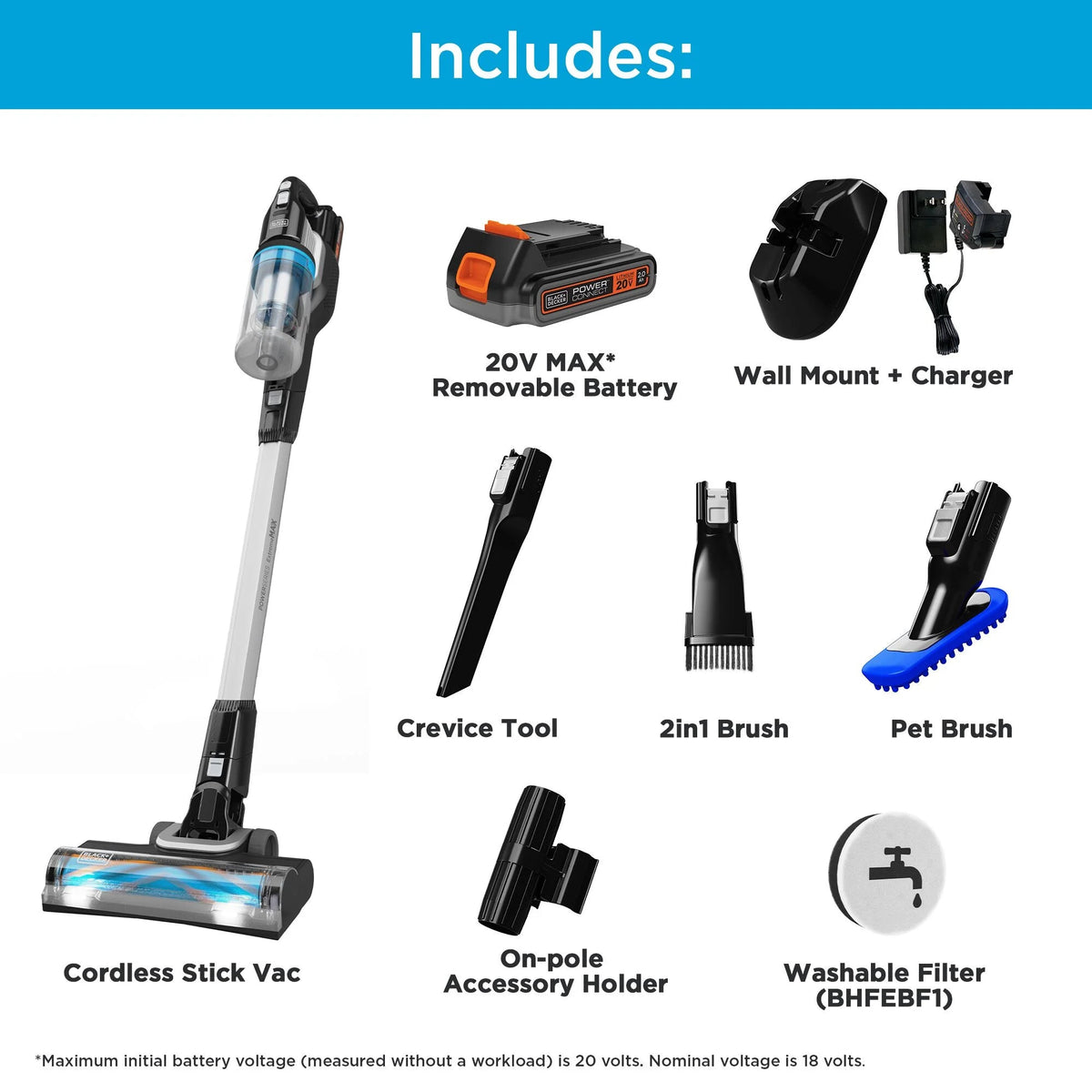 BLACK+DECKER POWERSERIES Extreme MAX 20V MAX Cordless Stick Vacuum - BHFEB520D1