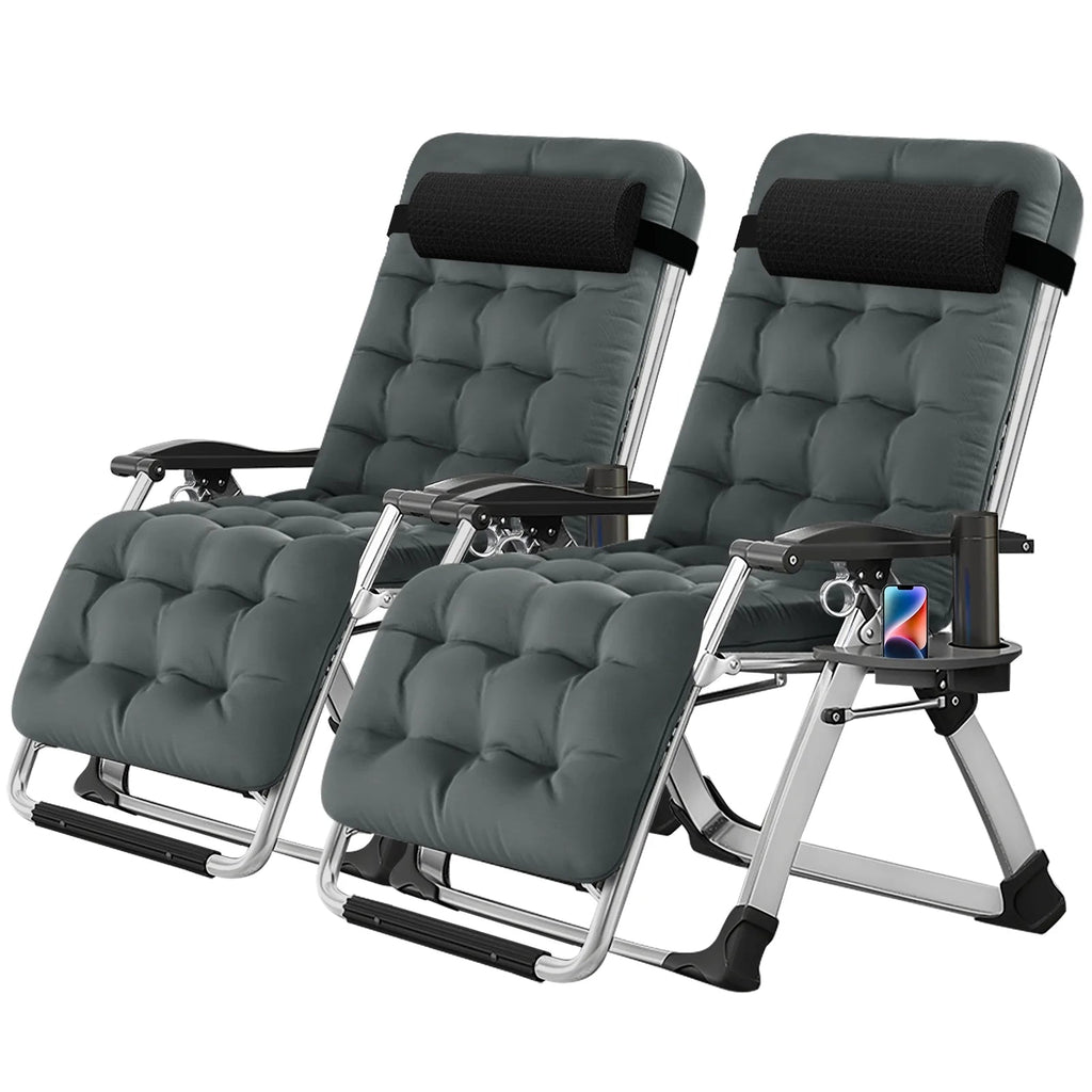 NAIZEA Zero Gravity Lawn Recliner Chairs, 2 Pack, Black