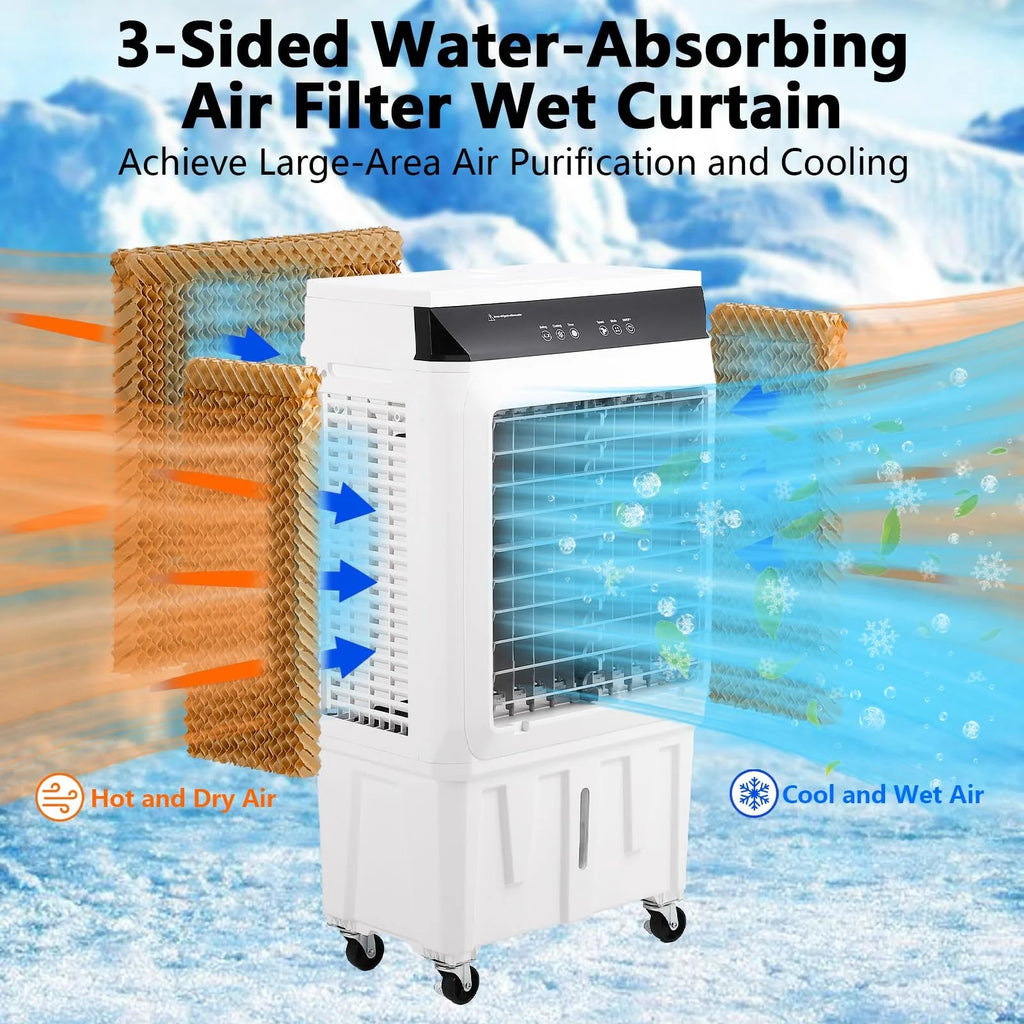 Garvee Evaporative Air Cooler 4100 CFM, 15.8 Gallons, 4 Ice Packs