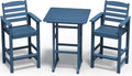 SERWALL 3-Piece Adirondack Bar Height Chair And Table Set, Blue