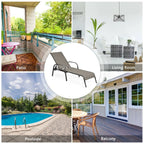 Fabric Folding Outdoor Chaise Lounge Chairs, 2 Pcs, 5 Position