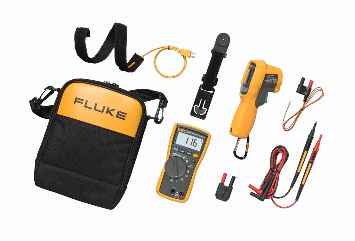 Fluke HVAC Multimeter And IR Thermometer Combo Kit, Yellow - 116/62 Max+