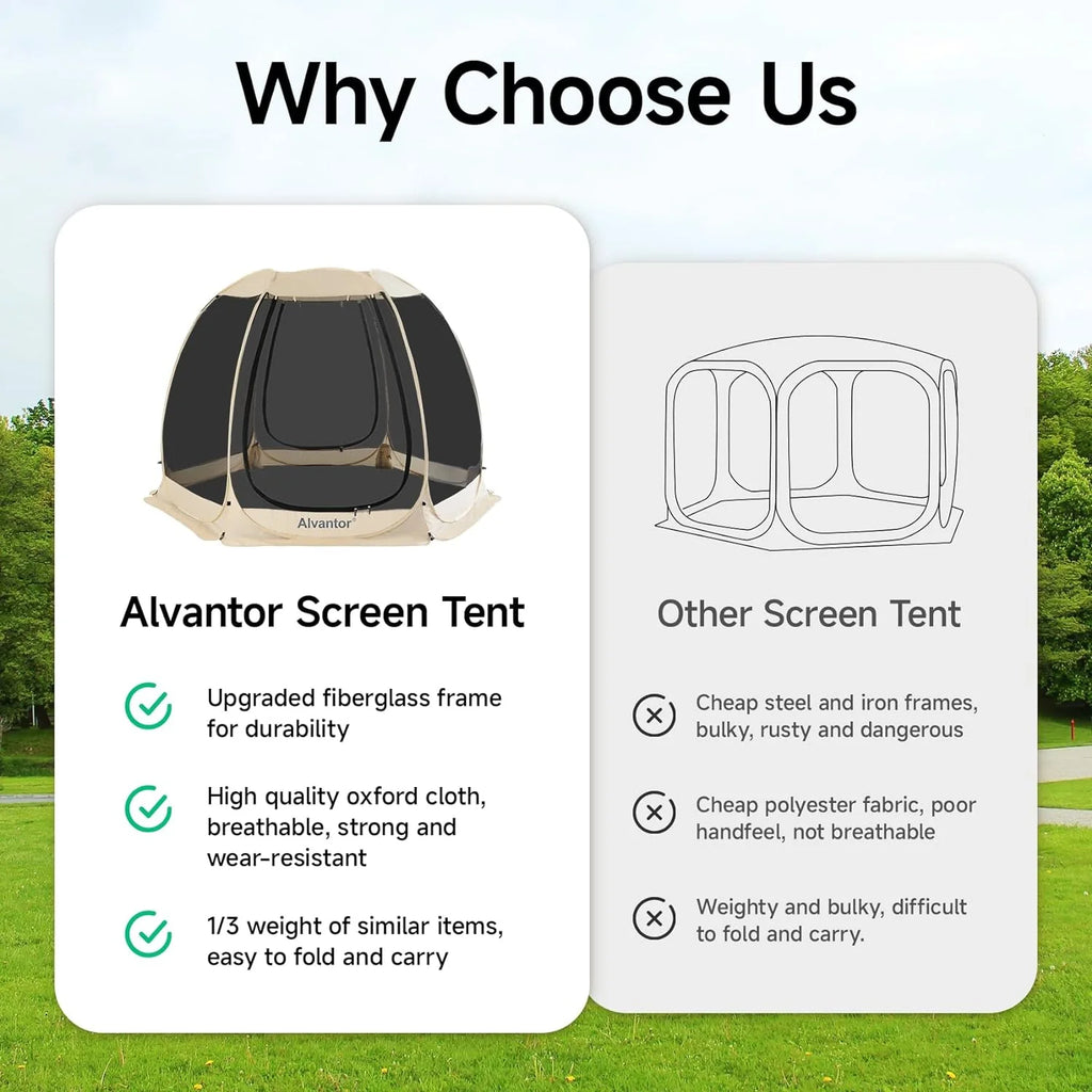 Alvantor Screen House Camping Tent 12'x12' Beige - 9020#E8