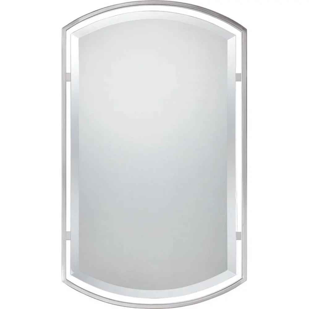 Bailey Street Symmetrical Arches Wall Mirror With Beveled Edge, Floating Frame, 21 Inches W X 35 Inches H - Brushed Nickel Finish