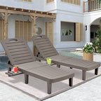 Outdoor Adjustable Patio Lounge Chair Set Of 2 With Side Table, White - 74.5 x 24.4 x 30 inch
