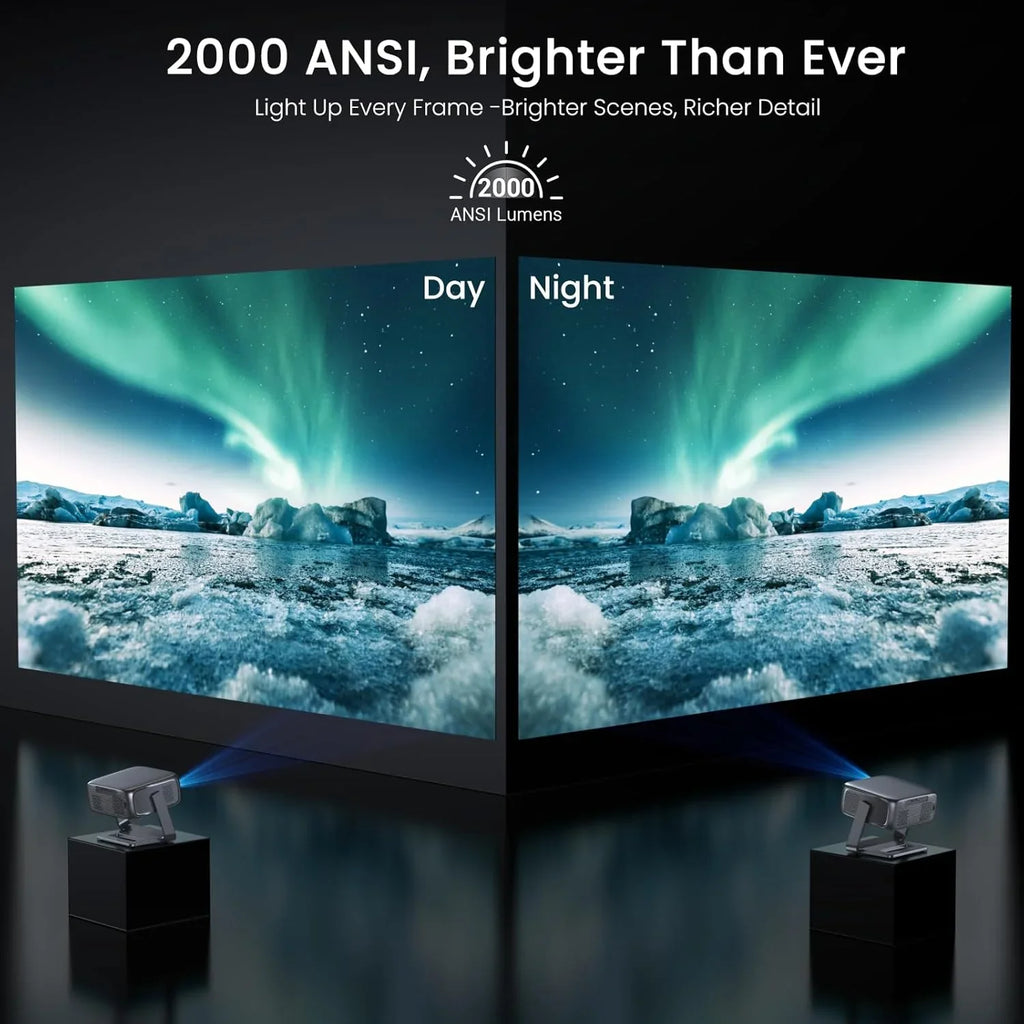 HAPPRUN Outdoor Smart Projector, 2000 ANSI Lumens, 1920 x 1080, 4K Decoding - Google TV