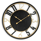 24 Inch Round Wooden Wall Clock With Numeral Design - Battery Operated