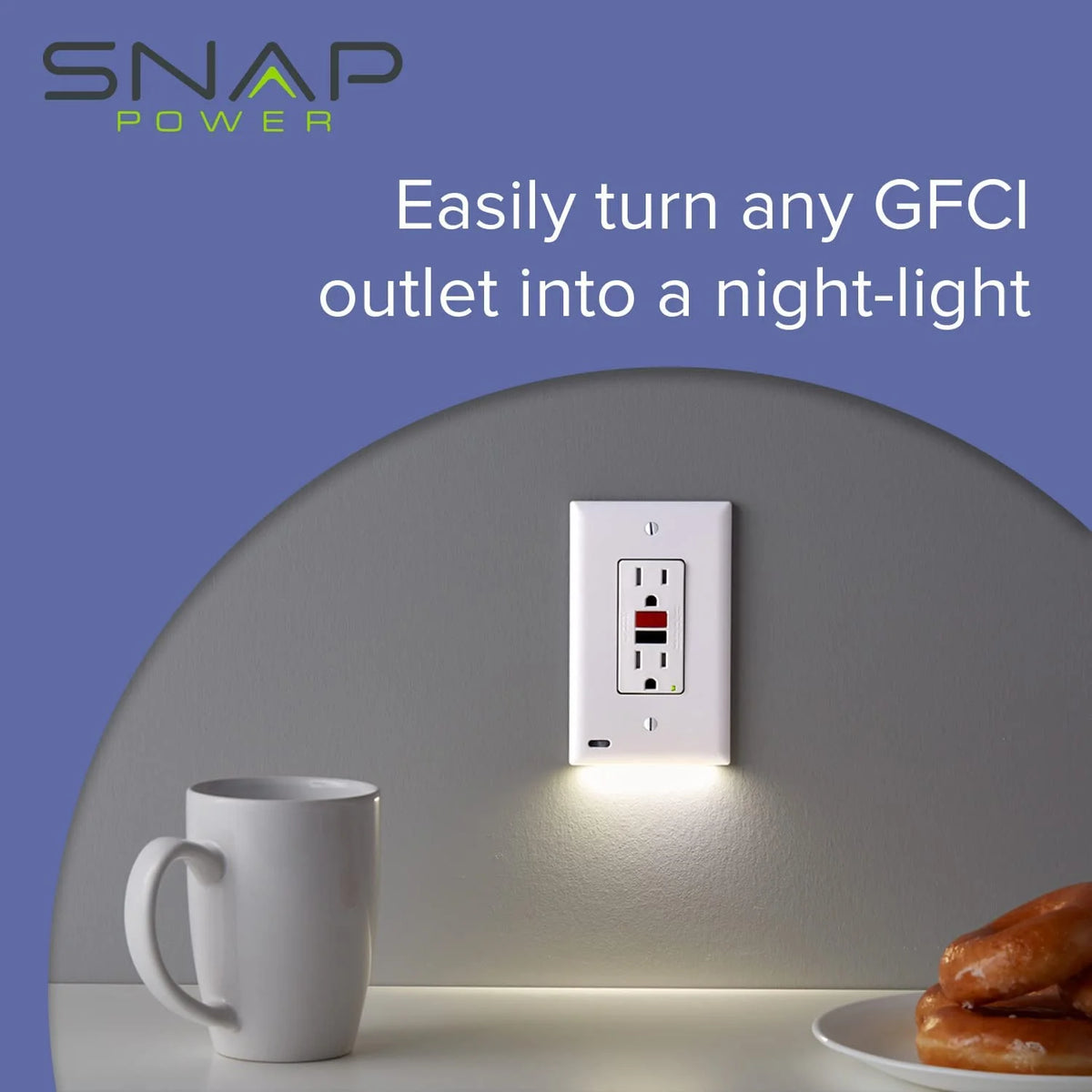 SnapPower GuideLight 2 Duplex LED Night Light Outlet Wall Plate, 6 Pack, White