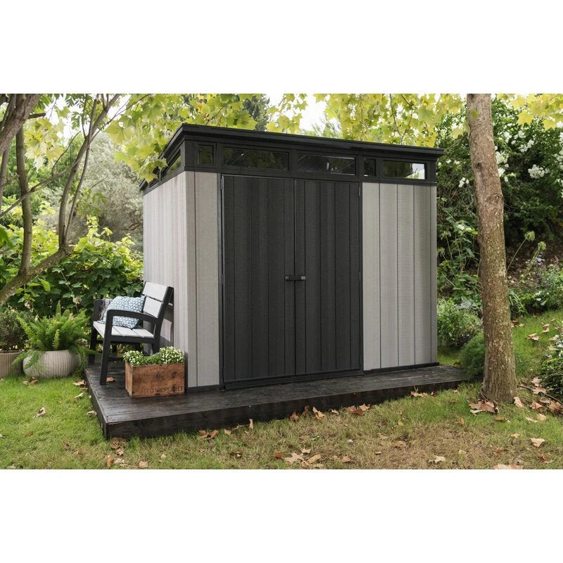 Artisan Plastic Storage Shed 9 ft W x 7.5 ft D Grey & Black - Artisan 97