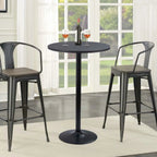 Round Bar-Height Bistro Pub Table With Metal Base And MDF Top, 23.8 x 23.8 x 39.5 Inch
