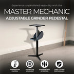 Master Mechanic Adjustable Cast Iron Grinder Pedestal With Tool Holder - 25.25 x 22.25 x 4.87 inches