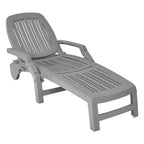 Folding Plastic Outdoor Chaise Lounge Chair With Wheels, 6-Position, 65.5 x 29 x 16.5-37 in, 330 lbs