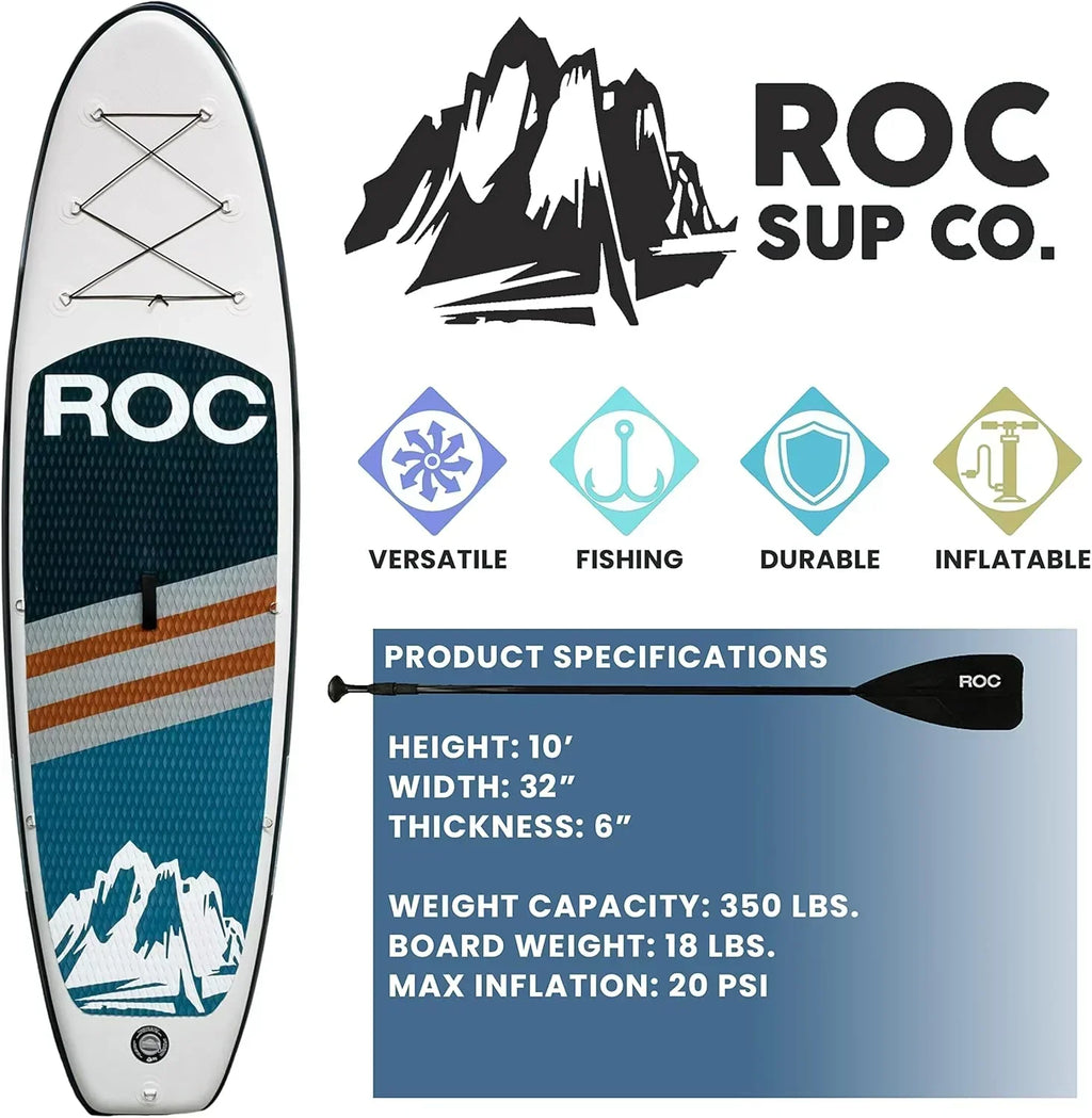 ROC Inflatable Stand-Up Paddle Board With Anti-Slip Comfortable Deck