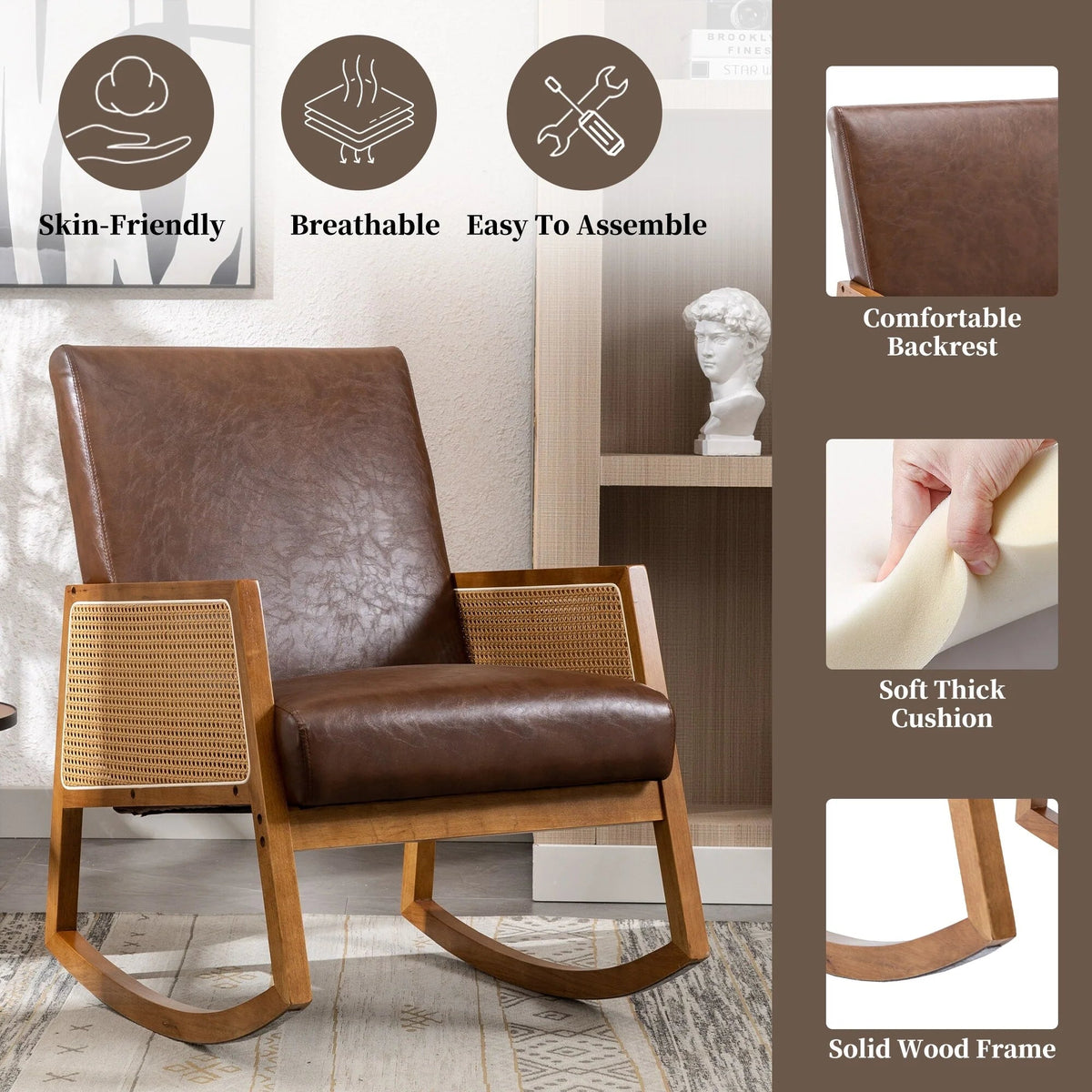 Upholstered Tall Back Gliding Rocking Armchair