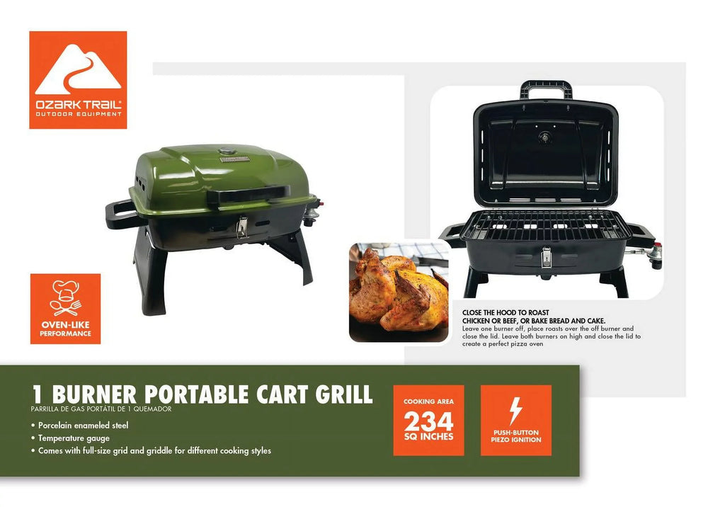 Ozark Trail Portable 1 Burner Propane Grill With Interchangeable Griddle Plate