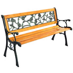 Garden Park Bench, Cast Iron And Kembat Wood, Black And Natural, 49.5in x 20.5in x 29in