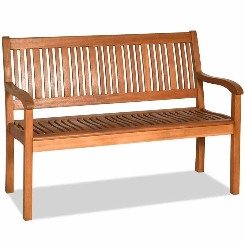 Eucalyptus Wood Outdoor Garden Bench, 2-Person, 50 x 25 x 36 in