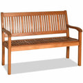 Eucalyptus Wood Outdoor Garden Bench, 2-Person, 50 x 25 x 36 in