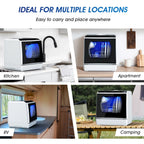 AIRMSEN Portable Countertop Dishwasher With 5L Built-In Water Tank And 5 Washing Programs - AE-TDQR03