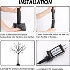 Albelt Lighted Black Halloween Trees, Set Of 3, 4FT 5FT 6FT, 96 LED Lights, Orange And Purple - GP-SW240DC0150T-IP44(US)