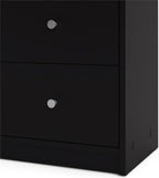 3-Piece Scandinavian Engineered Wood Bedroom Furniture Set With Black 6-Drawer Dresser, 3-Drawer Chest And Nightstand