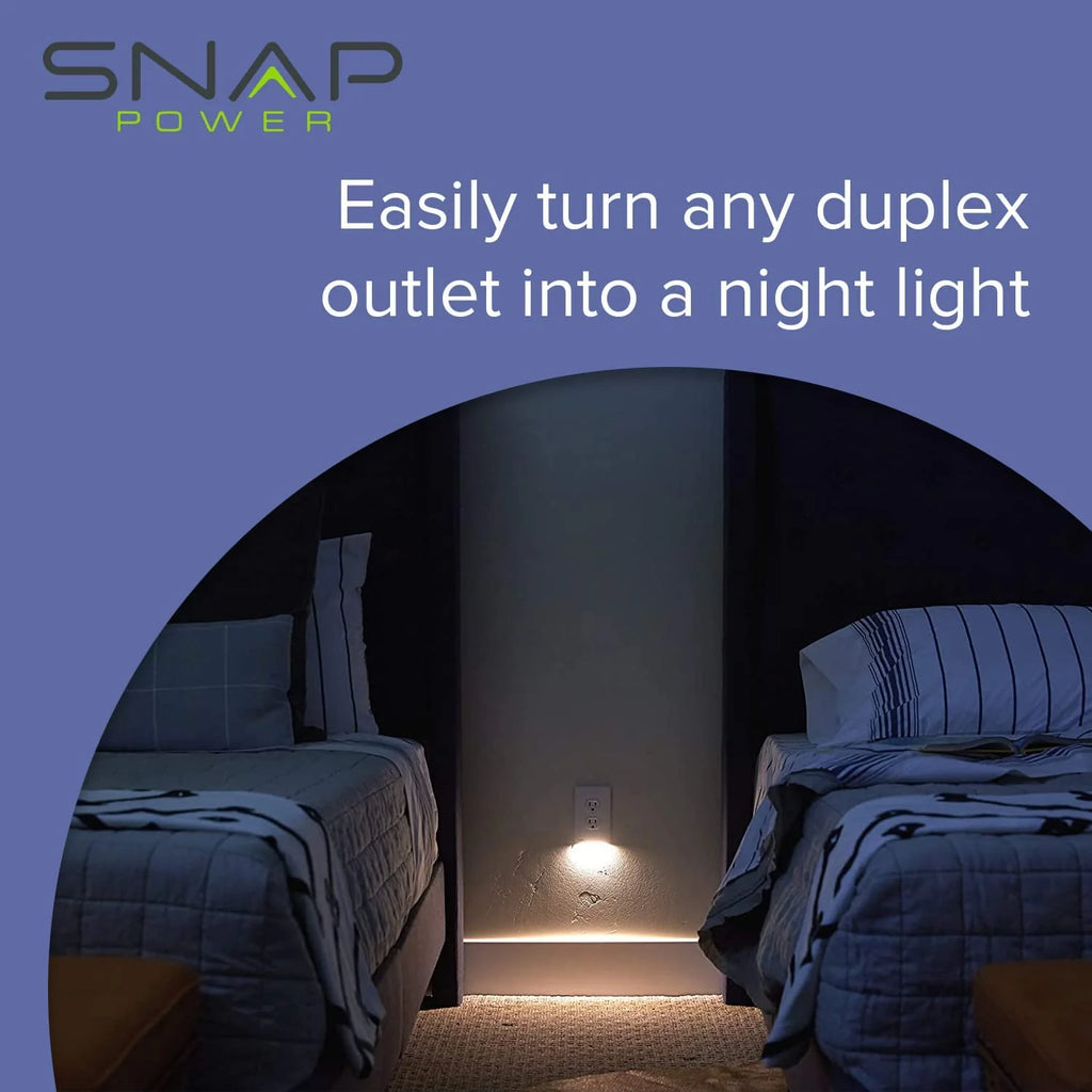 SnapPower GuideLight 2 Duplex LED Night Light Outlet Wall Plate, 6 Pack, White