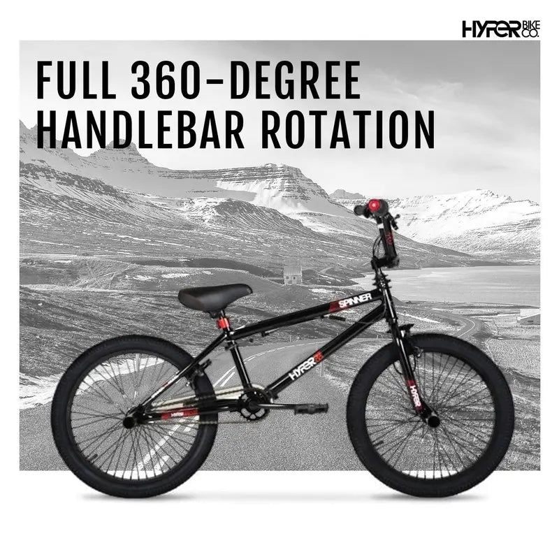 Hyper Bicycles Boys Spinner BMX Bike, 20 inch, Black, Steel Frame - HYP-T20-1100