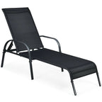 Fabric Folding Outdoor Chaise Lounge Chairs, 2 Pcs, 5 Position