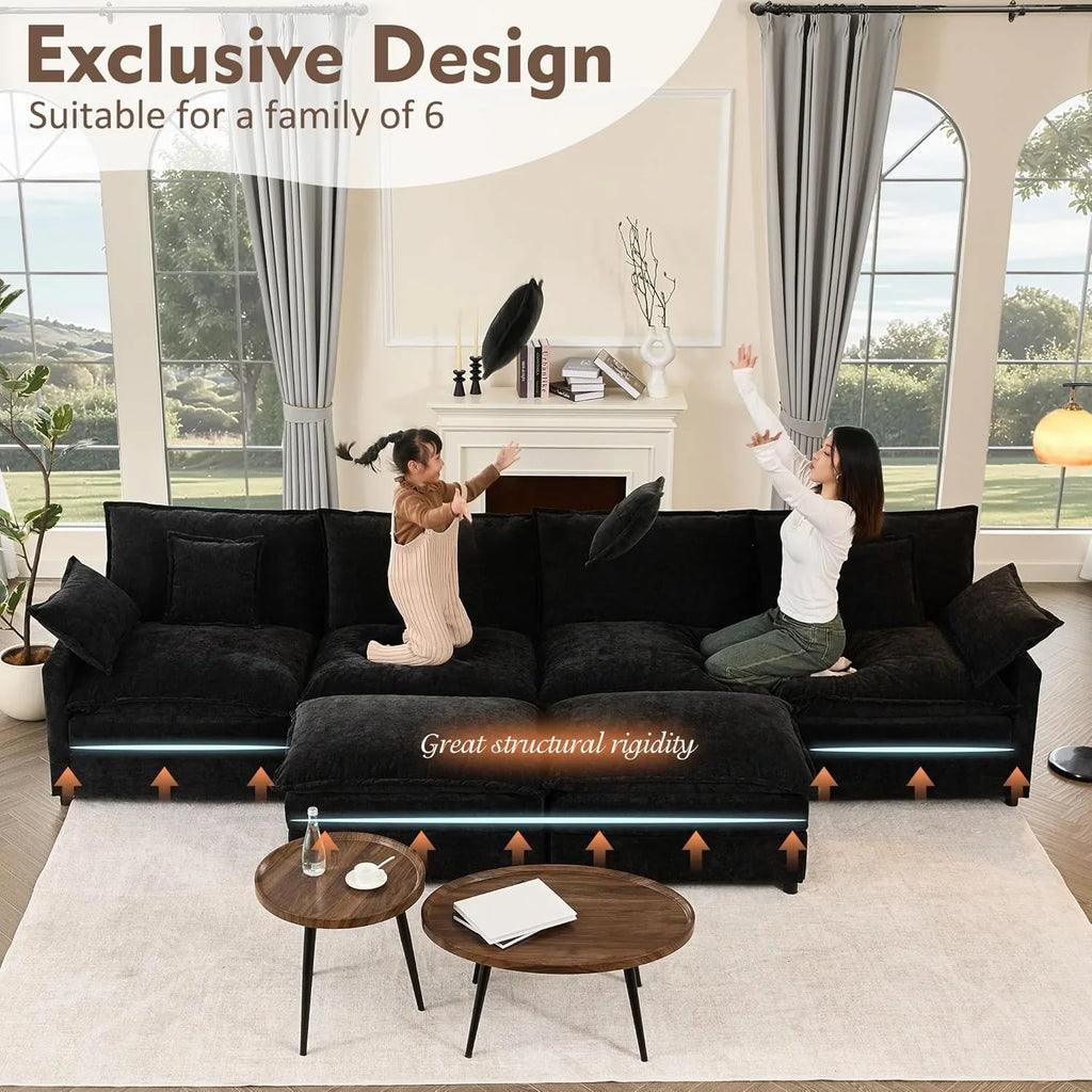 108 Inch U Shape Sectional Sofa With Removable Footstool