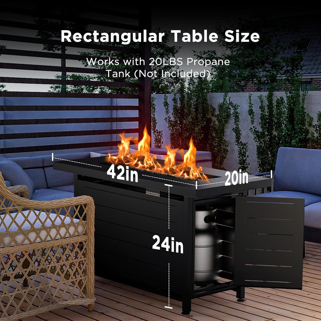 Ciays Outdoor Propane Fire Pit Table, 42-Inch, 50,000 BTU - CIFPT5B