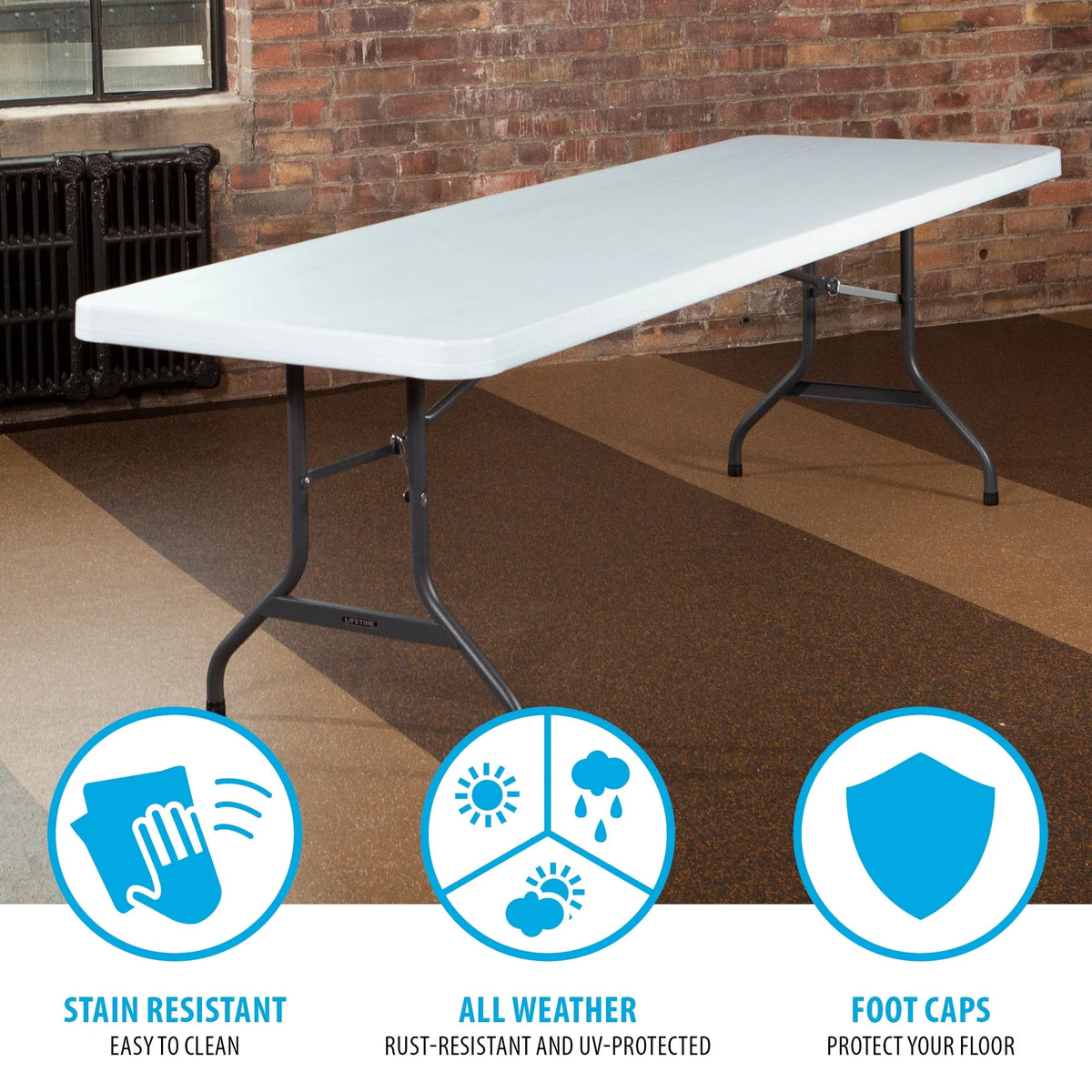 Lifetime 4 8-Foot Rectangle Folding Tables And 32 Chairs Set, White Granite - 80147