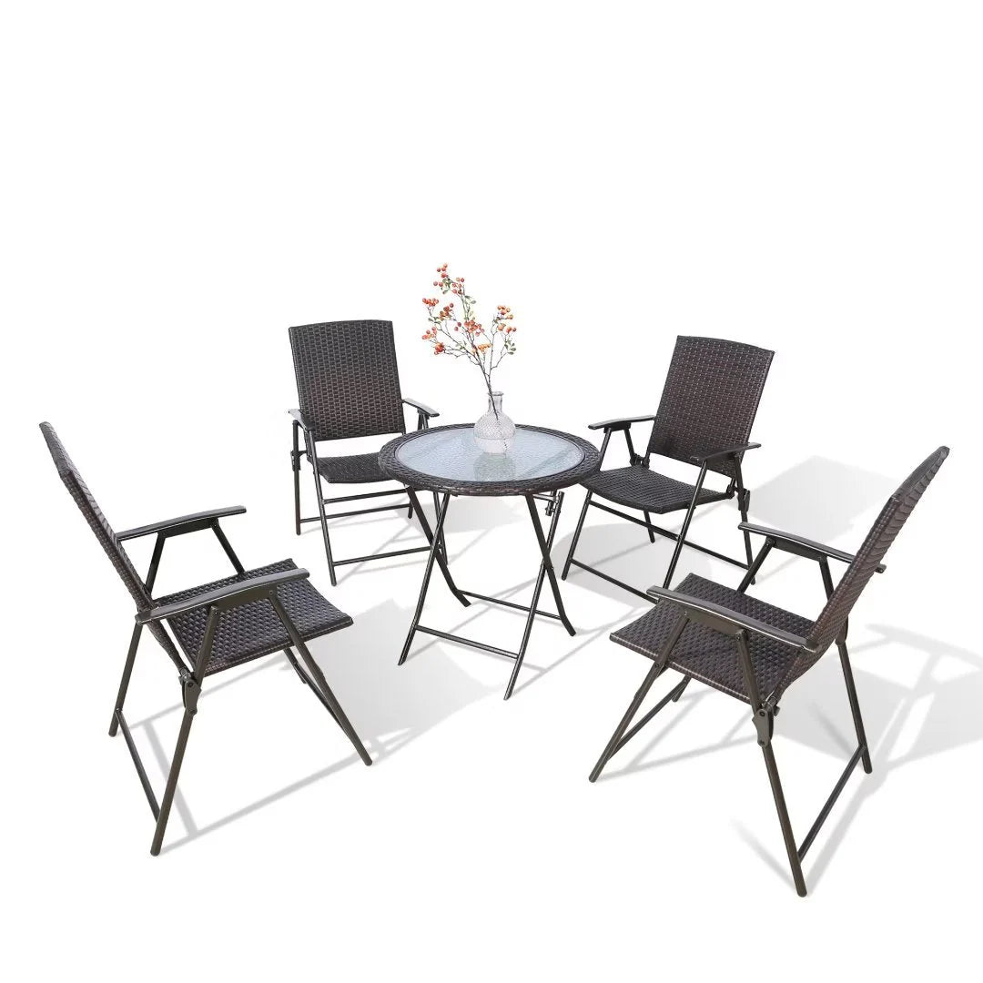 Ulax Furniture 3-Piece Wicker Folding Bistro Set With Balcony Table And Chairs