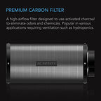 AC Infinity Air Carbon Filter 12in Duct Opening, 28in Length - Australian Virgin Charcoal