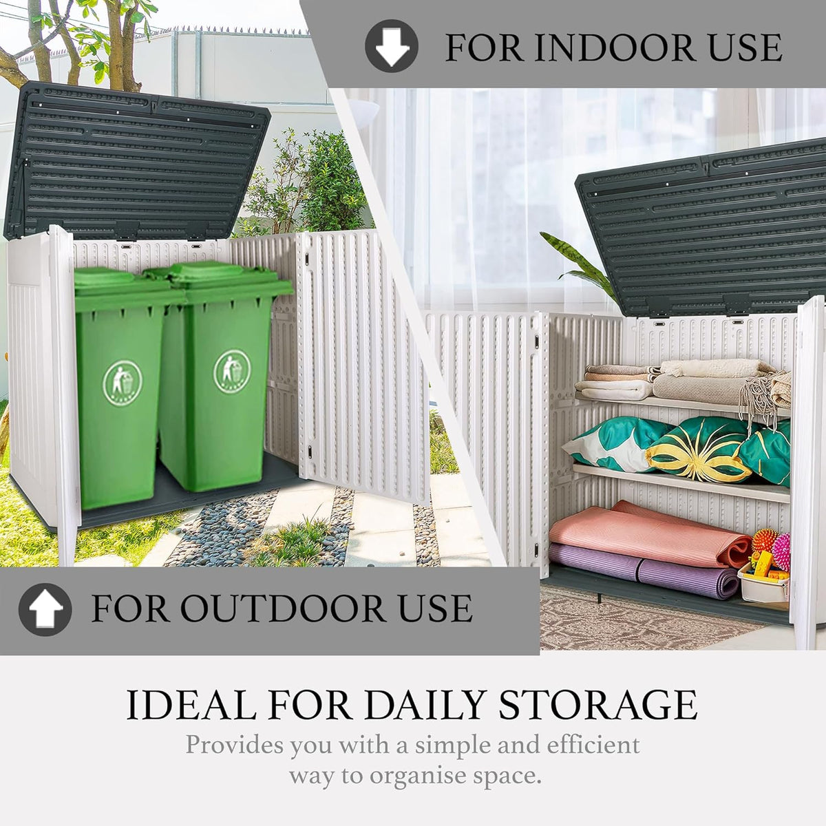Resin Outdoor Storage Box, 47 Cu Ft, Lockable, Waterproof