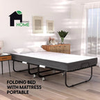 EconoHome Folding Bed With 5-Inch Memory Foam Cot Mattress, 75x31 - Portable Rollaway Bed