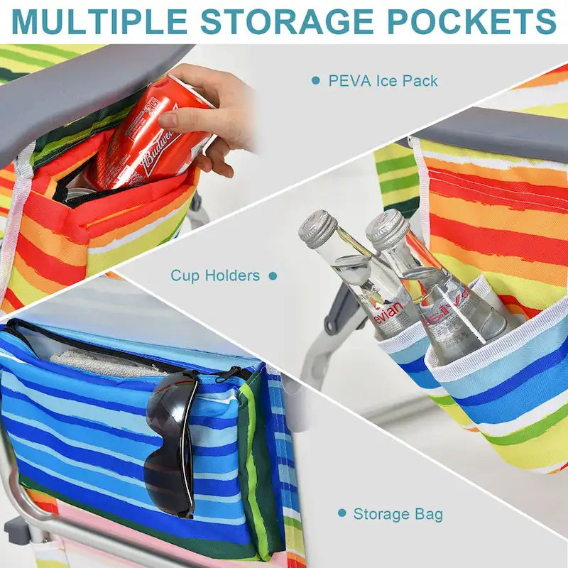 Costway Folding Backpack Beach Chairs 4-Pack, 5-Position Adjustable