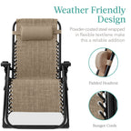 Best Choice Products Oversized Zero Gravity Folding Recliner With Removable Cushion And Side Tray - Fossil Gray
