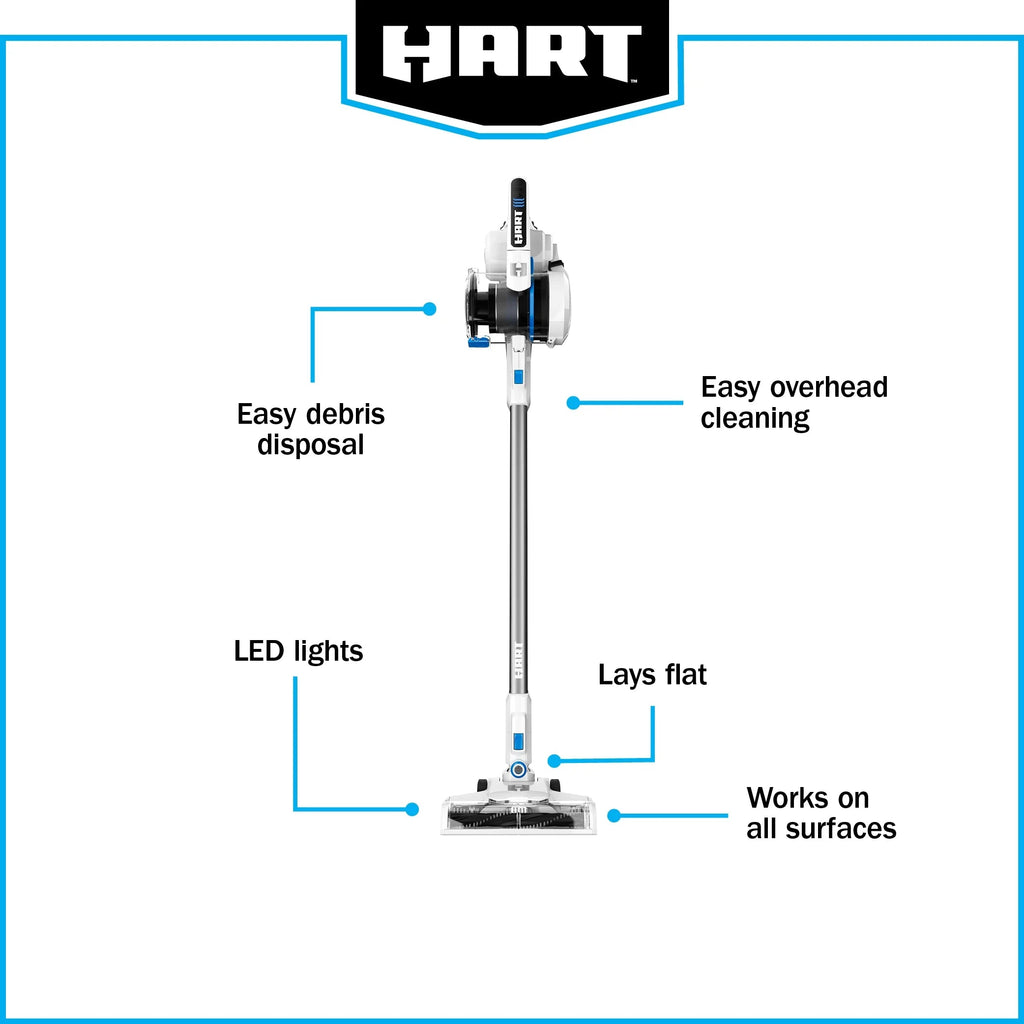HART 20V Cordless Stick Vacuum Kit With 4.0Ah Lithium-Ion Battery
