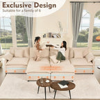 108 Inch U Shape Sectional Sofa With Removable Footstool