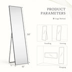 Full-Length Floor Mirror With Stand, Aluminum Alloy Frame - 71x30