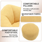 MOONMISS Microfiber Upholstered Round Bean Bag Sofa Chair With Ottoman - Gray