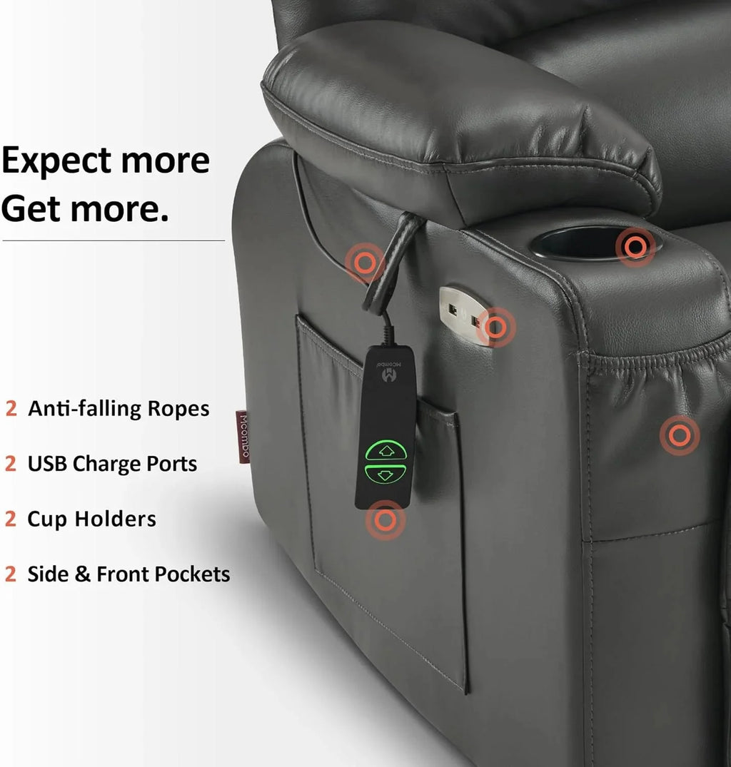 Heated Lift Recliner for Seniors with USB and Cup Holders